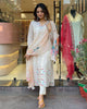 Peach & White Anarkali Party wear outfit made from Maslin fabric with digital prints Georgette Duptta.(3-Pair)G-21.