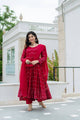 RED COLOUER PREMIUM READYMADE ANARKALI SUIT SET:-6016