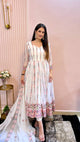 White Colored EMBROIDERED GEORGETTE ANARKALI SUIT SET :-436