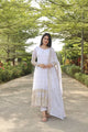 White Colored EMBROIDERED GEORGETTE ANARKALI SUIT SET:-6023