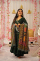 GREEN Colored EMBROIDERED CHINNON SILK  ANARKALI SUIT SET:-DC77