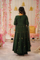 GREEN Colored EMBROIDERED CHINNON SILK  ANARKALI SUIT SET:-DC77