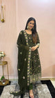 GREEN Colored EMBROIDERED GEORGETTE ANARKALI SUIT SET :-3017