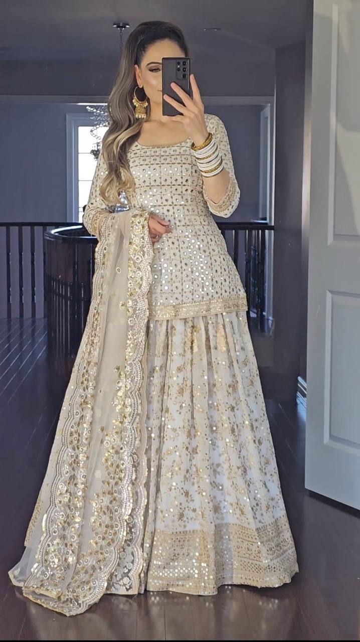 Long Best Sharara Designs Presenting New Designers Lehenga -Top