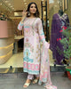 Baby Pink Anarkali Suit Set  party wear outfit made from Maslin fabric with digital prints Georgette Duptta.(3-Pair)G-22.