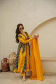 YELLOW  ORGANZA SUIT SET:-6007