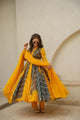 YELLOW  ORGANZA SUIT SET:-6007