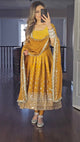 Yellow and Green  Colored EMBROIDERED GEORGETTE ANARKALI SUIT SET:-404