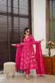 PINK & YELLOW PREMIUM READYMADE ANARKALI SUIT SET:-6006