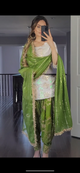 Green And White Colored New Designer Party Wear Look Top ,Dhoti Salwar